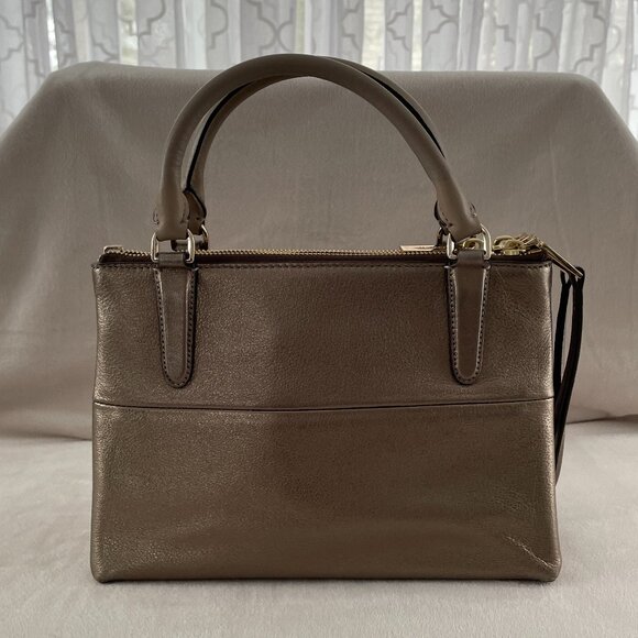 NWOT! COACH Mini "Borough Bag" in Metallic Leather w/ Removable Crossbody Strap - Picture 4 of 16